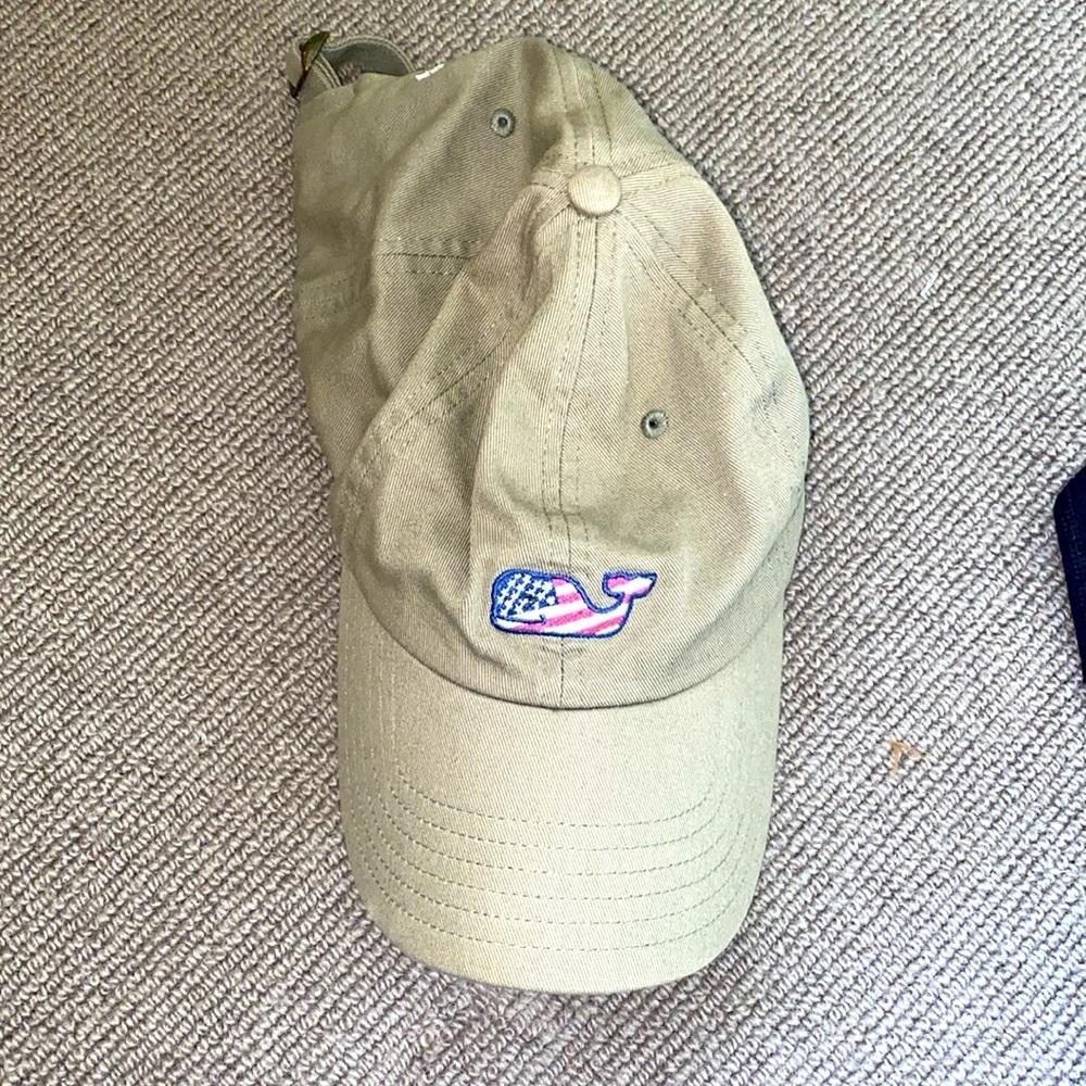 Vineyard vines American flag whale baseball cap Kakhi